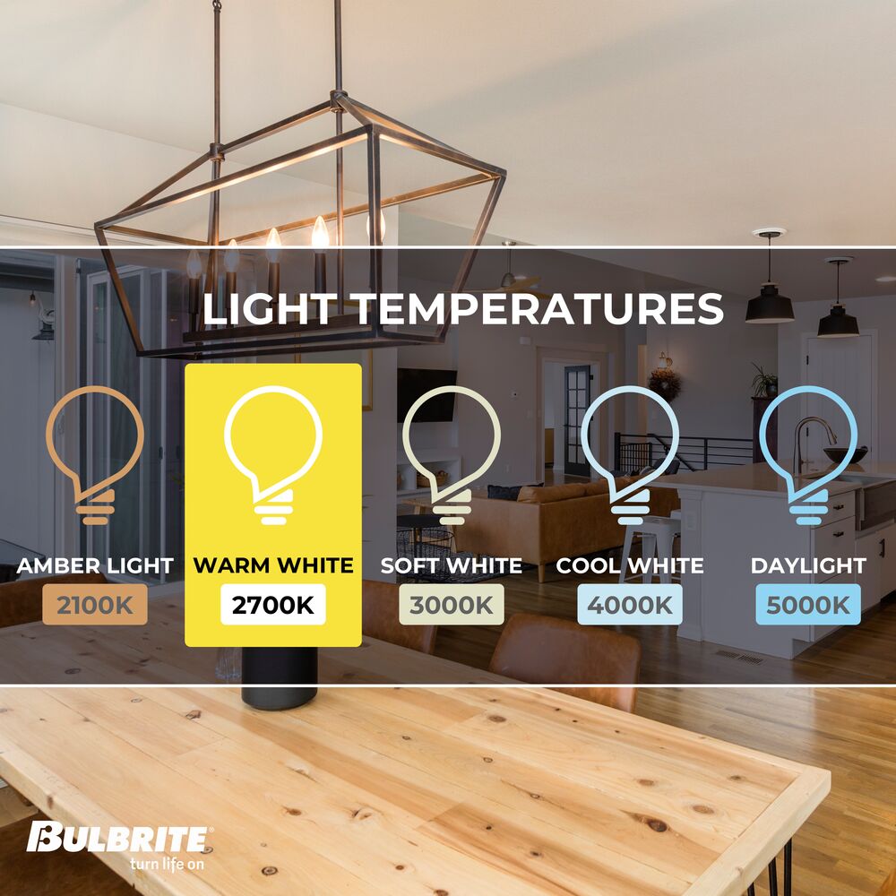 Bulbrite LED Filament Pack of (4) 6.5 Watt Dimmable B11 Light Bulbs with a Clear Finish and Medium (E26) Base - 2700K (Warm White Light), 750 Lumens