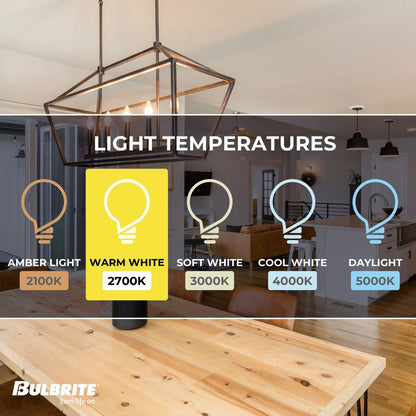 Bulbrite LED Filament Pack of (4) 6.5 Watt Dimmable B11 Light Bulbs with a Clear Finish and Medium (E26) Base - 2700K (Warm White Light), 750 Lumens