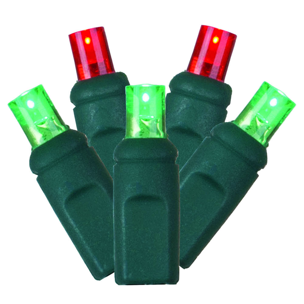 Vickerman 50 Red-Green Wide Angle LED Light on Green Wire, 25' Christmas Single Mold Light Strand- 2 Pack