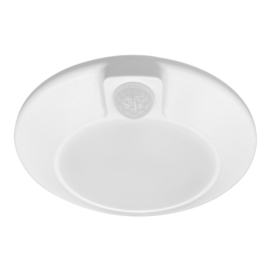Luxrite LED 4" Surface Mount Round Disk with Passive Infrared Sensor, 10W, 600 Lumens, Color Selectable - 3000K/4000K/5000K, 80 CRI, White Finish, Dimmable (LR23832)