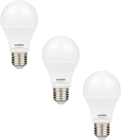 Sunlite 80864-SU LED A19 Light Bulbs, 9 Watts (60W Equivalent), 800 Lumens, Medium Base (E26), Non-Dimmable, Frost, UL Listed, 2700K Warm White, 3 Count