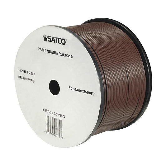 Lamp And Lighting Bulk Wire; 18/2 SPT-2 105C; 2500 Foot/Reel; Brown