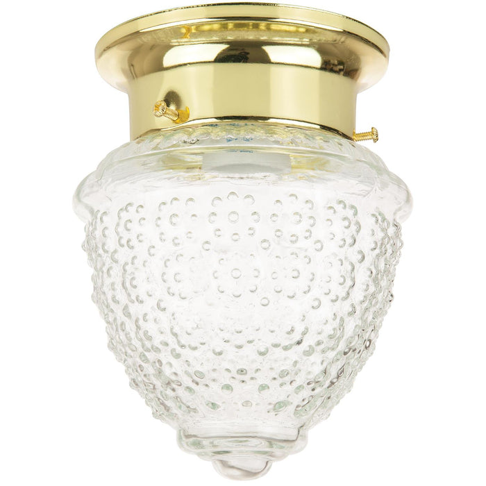 Sunlite 3.5" Energy Saving Pineapple Style Fixture, Polished Brass Finish, Clear Textured Glass