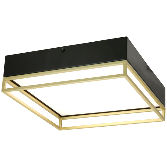 13-Inch LED Double Square Decorative Ceiling Fixture, 20 Watts (100W=), 1000 Lumens, Tunable 30K/40K/50K Color, Dimmable, ETL Listed, Black & Gold, For Residential & Commercial Use