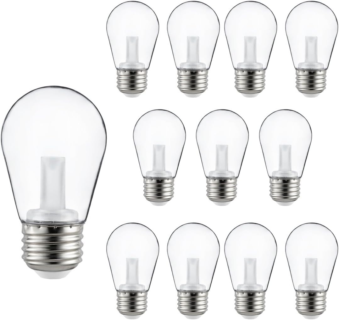 Sunlite 81067-SU LED S14 String Light Bulb, Warm White, Clear Pack of 12