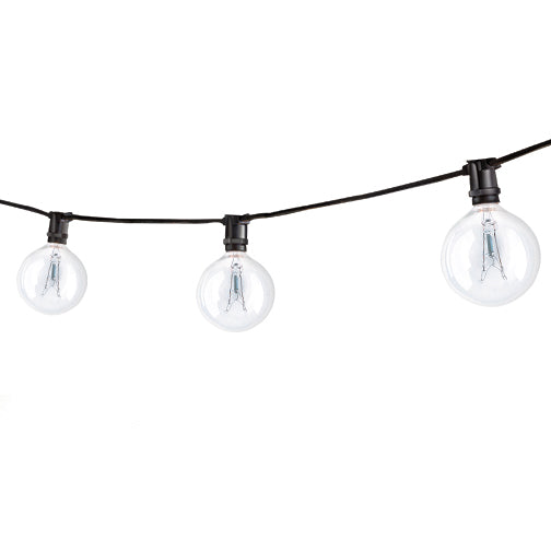 Bulbrite STRING15/E12/BLACK-G16KT Outdoor Mini String Light w/Incandescent G16 Globe Bulbs, 25-Feet, 15 Lights Sockets, Black