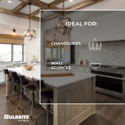 Bulbrite LED Filament Pack of (4) 6.5 Watt Dimmable B11 Light Bulbs with a Clear Finish and Medium (E26) Base - 2700K (Warm White Light), 750 Lumens