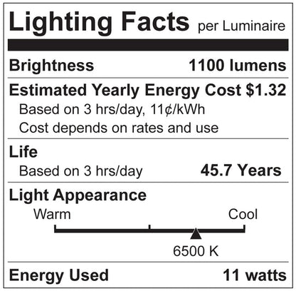 Luxrite LED 2' T8 Universal 11W Shatter Proof Ballast Compatible Light Tube, G13 Base, 1100 Lumens, 6500K - Daylight, 83 CRI, Frosted White Finish (LR34074)