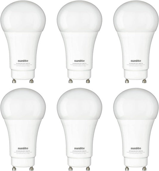 Sunlite 88254 LED A19 Light Bulb 12 Watts (75W Equivalent) 1100 Lumens, GU24 Twist and Lock Base, Dimmable, UL Listed, Energy Star, 2700K Warm White, 6 Count