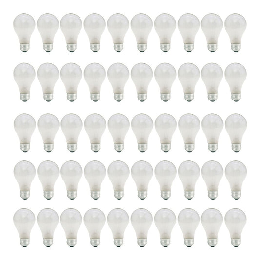 Bulbrite Pack of (50) 25 Watt Dimmable Frost A19 Incandescent Light Bulbs with Medium (E26) Base, 2700K Warm White Light