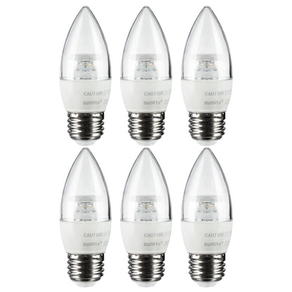 Sunlite ETC/LED/7W/E26/CL/D/ES/27K LED 7W (60W Replacement) Torpedo Tip Clear Chandelier Light Bulbs, Medium (E26) Base, 2700K Warm White