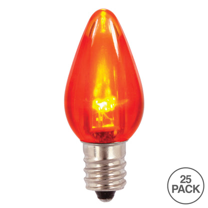 Vickerman C7 Transparent Plastic LED Orange Dimmable Bulb, E12 Nickel Base, 50 Pack.
