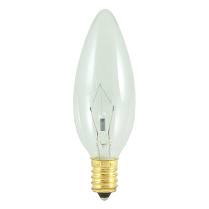 Bulbrite 25CTC/E14 25 Watt Incandescent B10 Torpedo Chandelier Bulb , European Base, Clear