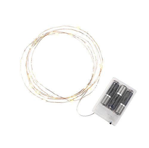 Bulbrite LED/STAR/COP/S/27K Indoor LED Starry String Lights, 10' Silver Wire, Battery Pack