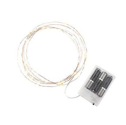 Bulbrite LED/STAR/COP/S/27K Indoor LED Starry String Lights, 10' Silver Wire, Battery Pack