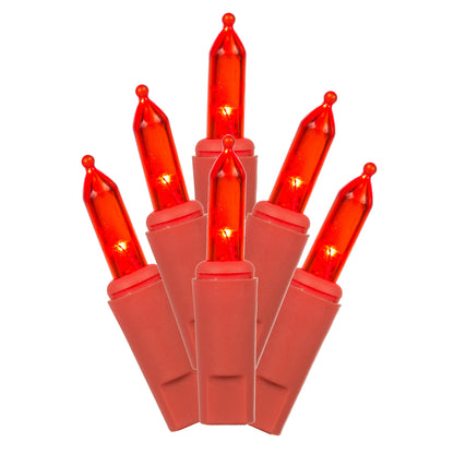 Vickerman 50 Light LED Red Dura-Lit Mini Lights, Red Wire- 2 Pack