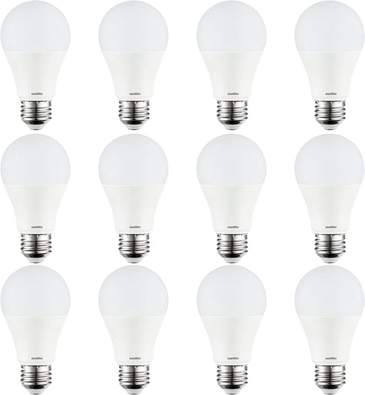 Sunlite 88348-SU LED A19 Standard Light Bulb, 5.5 Watts (40 Watt Equivalent), 450 Lumens, Medium Base (E26), Dimmable, UL Listed, Energy Star, 4000K Cool White, Pack OF 12