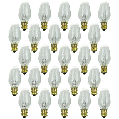 Sunlite 10 Watt C7 Night Light, Candelabra Base, Clear, 25 Pack