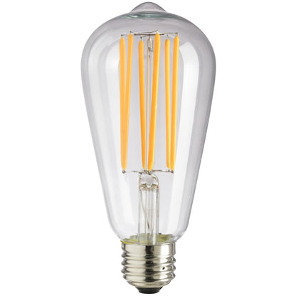 Sunlite LED Vintage S19 Lamp 8W (40W Equivalent) Light Bulb Medium (E26) Base, Warm White