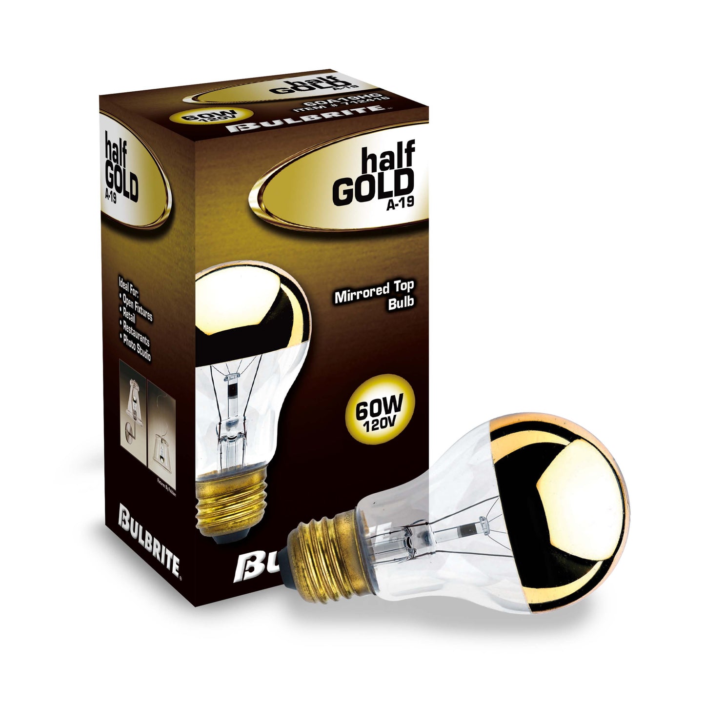 Bulbrite Pack of (6) 60 Watt Dimmable Half Gold A19 Medium (E26) Incandescent Bulb