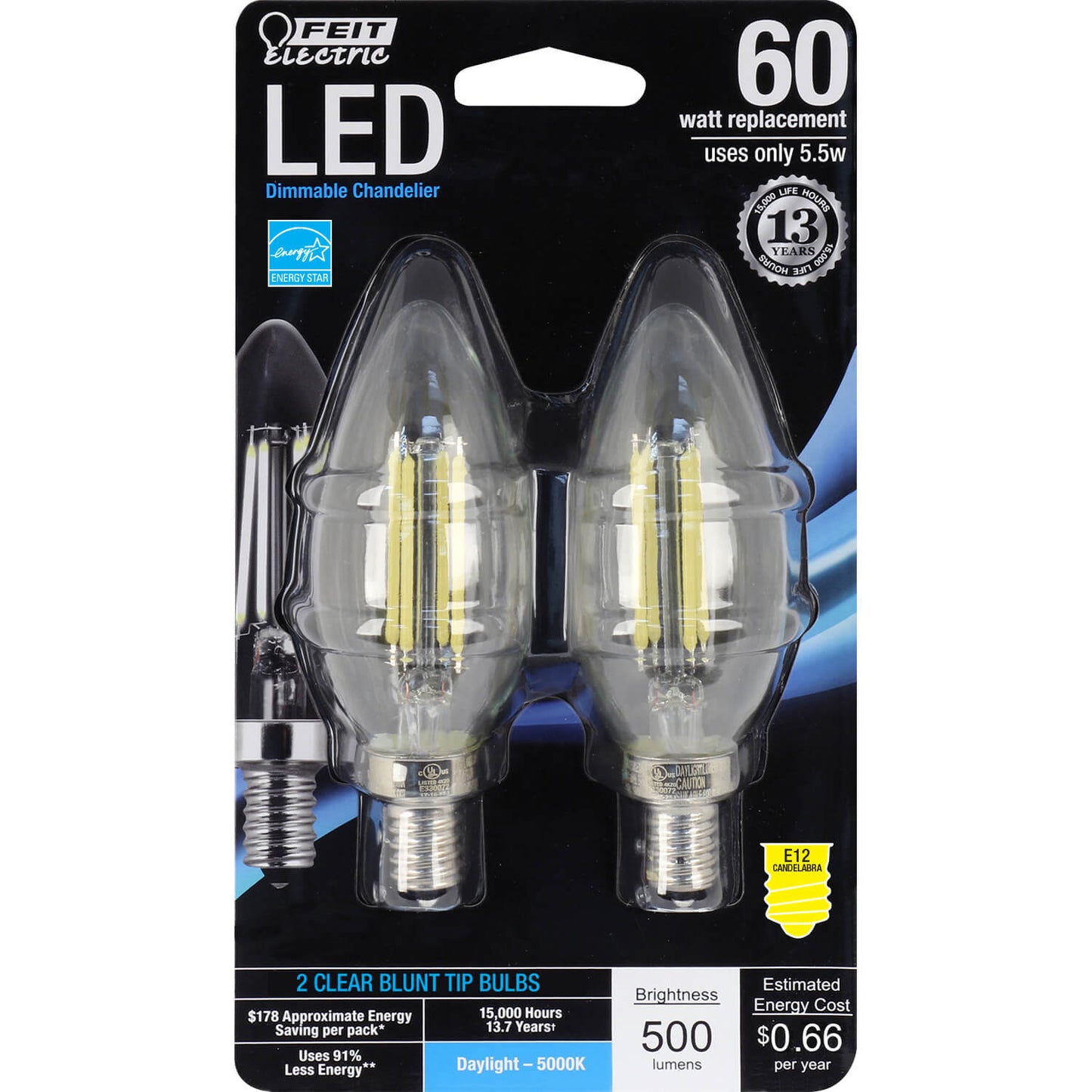 500 Lumen 5000K Dimmable Torpedo Tip LED