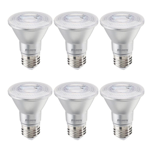 Bulbrite Pack of (6) 6.5 Watt Dimmable Flood PAR20 Medium (E26) LED Light Bulb - 488 Lumens, 3000K, and 90 CRI