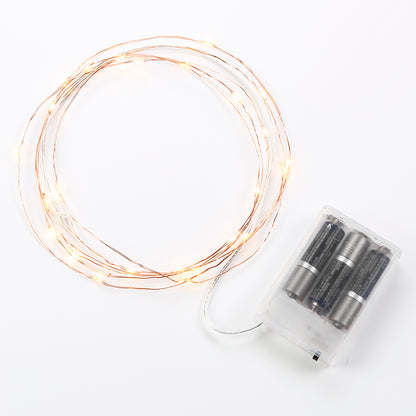 Bulbrite LED/STAR/COP/S/27K Indoor LED Starry String Lights, 10' Silver Wire, Battery Pack