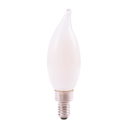 Luxrite LED Flame Tip Chandelier Light Bulb, E12 Candelabra Base, 4W, 2700K - Warm White, 400 Lumens, 80 CRI, White Finish, Dimmable, Pack of 12 (LR21553)