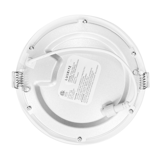 Luxrite LED 5" Mini Panel Round Smooth Canless Wafer Spotlight, 12W, 1000 Lumens, Color Selectable - 2700K/3000K/3500K/4000K/5000K, 80 CRI, White Finish, Dimmable, Pack of 2 (LR23748)