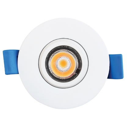 Luxrite LED 2" Round Gimbal Canless Spotlight, 5W, 400 Lumens, Color Selectable - 2700K/3000K/3500K/4000K/5000K, 80 CRI, White Finish, Dimmable (LR23236)