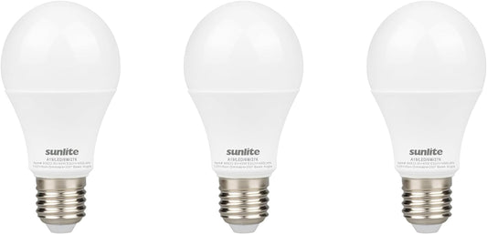 Sunlite LED A19 Light Bulb, 6 Watts (40 Watt Equivalent), 480 Lumens, 120 Volts, Non-Dimmable, 200 Degree Beam Angle, Medium E26 Base, ROHS Compliant, UL Listed, 2700K Soft White, 3 Pack