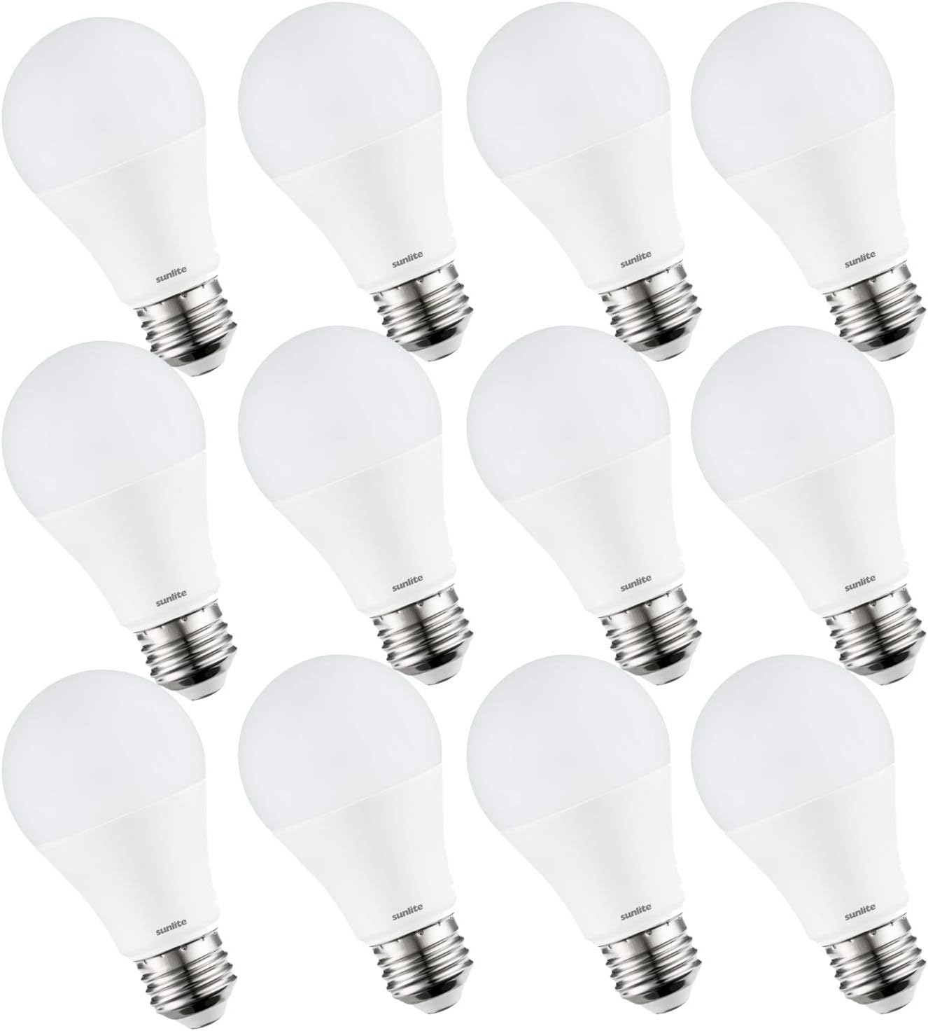 Sunlite LED A19 Standard Light Bulb, 6 Watts (40 Watt Equivalent), 450 Lumens, Medium Base (E26), Dimmable, UL Listed, Energy Star, 5000K Super White, 12 Pack
