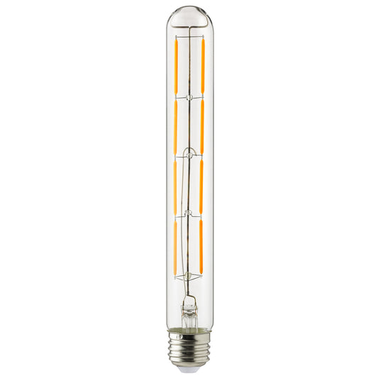 Sunlite LED Filament T10 Tubular Light Bulb, 6 Watts (60W Equivalent), 570 Lumens, Medium E26 Base, 120 Volts, Dimmable, 90 CRI, UL Listed, Title-20 Compliant, 2200K Amber