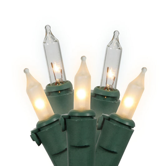 Vickerman 100 Clear-Frosted White Mini Light on Green Wire, 33' Christmas Light Strand- 2 Pack