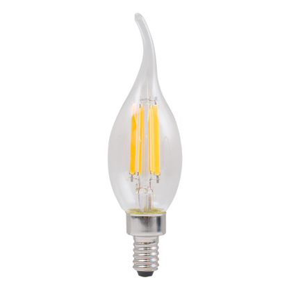 Luxrite LED Flame Tip Chandelier Light Bulb, E12 Candelabra Base, 7W, 2700K - Warm White, 800 Lumens, 80 CRI, Clear Finish, Dimmable (LR21633)
