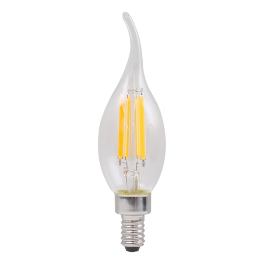 Luxrite LED Flame Tip Chandelier Light Bulb, E12 Candelabra Base, 7W, 2700K - Warm White, 800 Lumens, 80 CRI, Clear Finish, Dimmable (LR21633)