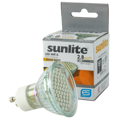 Sunlite LED MR16 Mini Reflector 2.8W (20W Halogen Equivalent) Light Bulb (GU10) Base, Warm White