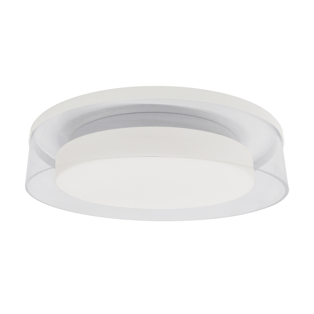 14" Ceiling Light, White and Clear Glass, 3000K