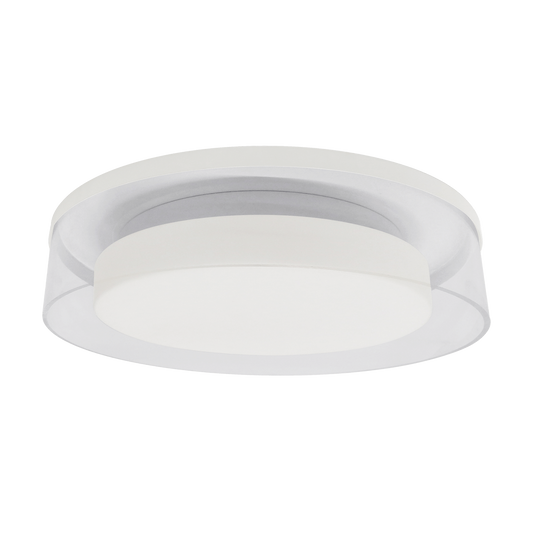 14" Ceiling Light, White and Clear Glass, 3000K