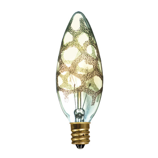 Bulbrite 25B10/MAR Crystal Collection 25 Watt Incandescent B10 Chandelier Bulb, Marble Finish, Candelabra Base, Amber