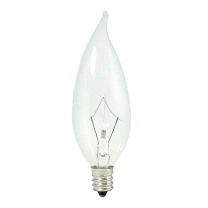 Bulbrite KR60CFC/32 60 Watt Dimmable Krypton Krystal Touch CA10 Flame Tip Chandelier Bulb, Candelabra Base, Clear, 10-Pack