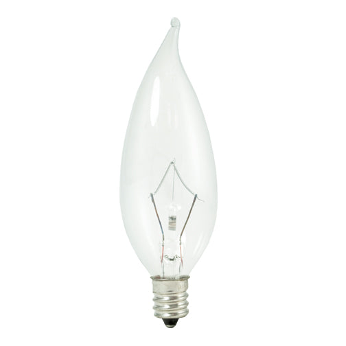 Bulbrite KR60CFC/32 60 Watt Dimmable Krypton Krystal Touch CA10 Flame Tip Chandelier Bulb, Candelabra Base, Clear, 10-Pack