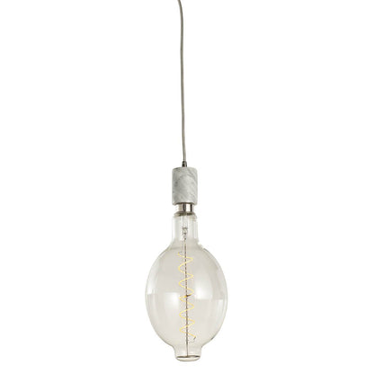 BULBRITE FIXTURES DIRECT WIRE PENDANT KIT NATURAL MARBLE IN WHITE SOCKET WITH SILVER CORD AND LED BT SHAPED MEDIUM SCREW (E26) 4W DIMMABLE GRAND NOSTALGIC FILAMENT LIGHT BULB 2200K/AMBER 60W INCANDESCENT EQUIVALENT 1PK (810092)