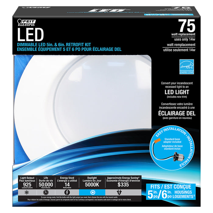 925 Lumen 5000K 5 & 6 Inch Dimmable Recessed Downlight