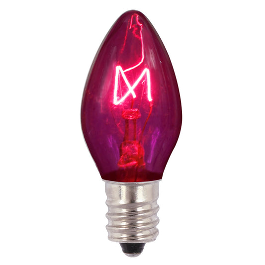 Vickerman C7 Transparent Purple Replacement Bulb, 130 Volt, 5 Watt, UL, E12 Base, 75 Pack