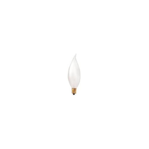 Bulbrite 60CFF/32/2 60 Watt Incandescent CA10 Flame Tip Chandelier Bulb, Candelabra Base, Frost