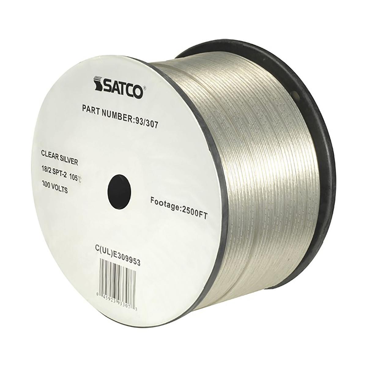 Lamp And Lighting Bulk Wire; 18/2 SPT-2 105C; 2500 Foot/Reel; Clear Silver