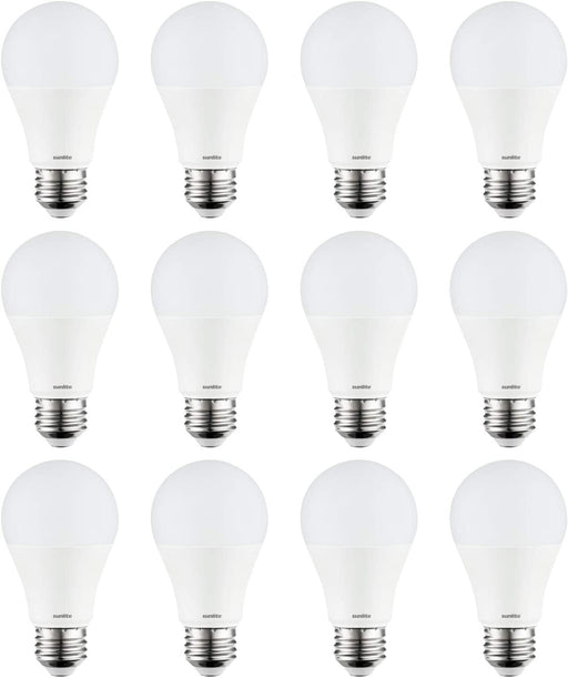 Sunlite 80853-SU LED A19 Light Bulb, Non-Dimmable 11 Watt (75W Equivalent), 1100 Lumens, Medium (E26) Base, UL Listed, 65K - Daylight Pack of 12
