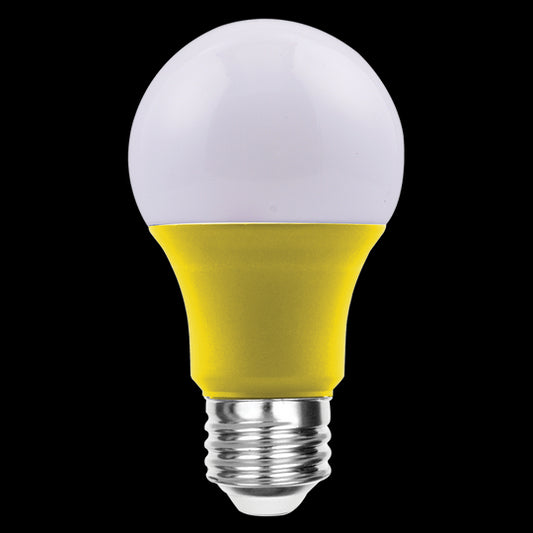 Luxrite LED A19 Colored Light Bulb, E26 - Medium Base, 8W, Yellow Finish, Non-Dimmable, Shatter Proof (LR21490)