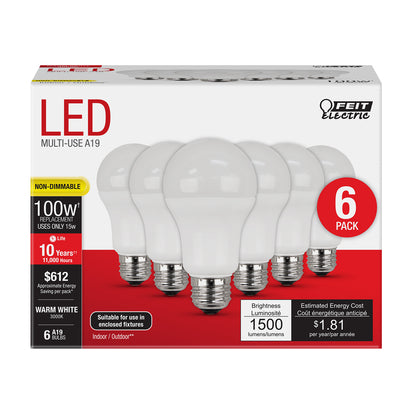 1500 Lumen 3000K Non-Dimmable A19 LED